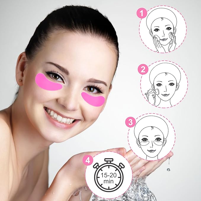 10 PCS Silicone Eye Patches Reusable, Under Eye Patches, Eye Mask for Skin Care for Reduce Wrinkles, Fine Lines and Eye Bags - Blue, Purple, White, Pink, Black - 5 Pairs