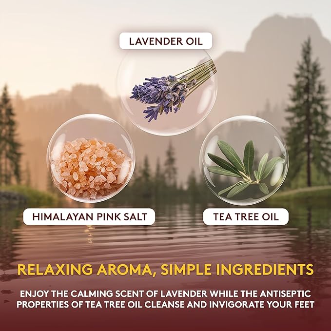 OKAY Foot Soak Detox Salt - Foot Soaking Salts for Dry Cracked Feet with Tea Tree Oil and Lavender Oil, Foot Bath, Pedicure Soak, Great for Men and Women, Athletes - 20 oz (Pack of 1)