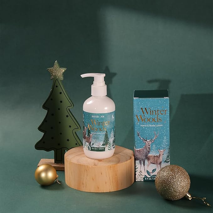 Christmas Hand & Body Lotion with Moisturizing Shea Butter for All Skin Type- Winter Woods - Christmas Pine Scent - 236 ML / 8 FL OZ