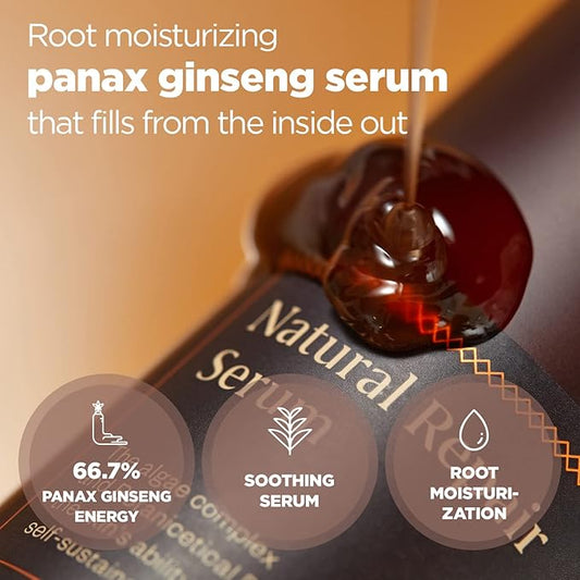 Natural Repair Serum - Hydrating & Nourishing Face Serum with Ginseng Extract - Antioxidant & Rejuvenating - Highly Concentrated Formula for Night Treatment - Skin Irritation Free, 4.05 fl.oz.
