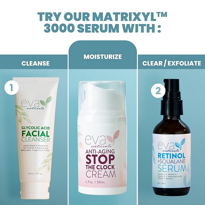 Eva Naturals Stop the Clock Anti-Aging Cream (1.7oz) - Face Moisturizer Visibly Reduces Wrinkles, Facial Skin Care Products With Glycolic - Moisturizer for Face - Premium Quality Face Cream
