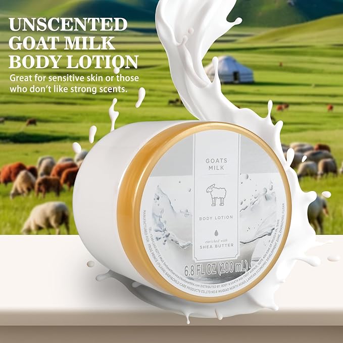 Princess Belle Goat Milk Body Lotion, Shea Butter Body Lotion for Women and Men Dry Skin, Deep Moisturizing, Hydrating and Softening, Smell Good, 200ml(6.8floz)