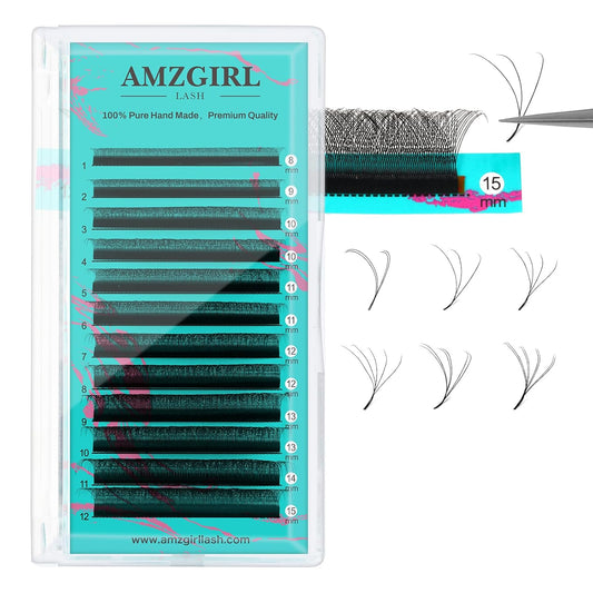 Eyelash Extensions 3DW C Curl,Mixed Length Lash Extension Supplies Easy Fan Individual Lashes Premium Classic Lash Soft Matte Dark Professional Eyelashes Extension(8-15mm)