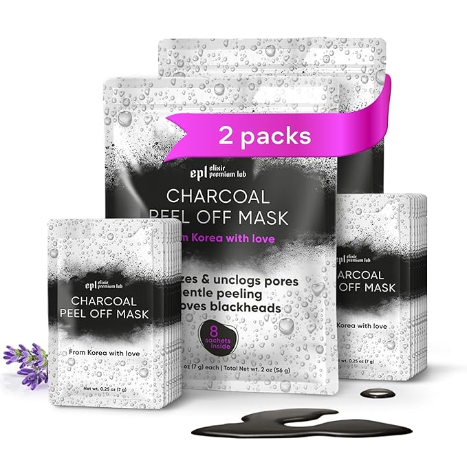 Activated Charcoal Face Masks Skincare - Korean Skin Care Products - Charcoal Face Mask Peel Off Skin Care - Gently Cleansing Charcoal Face Mask for Men & Women Face Care