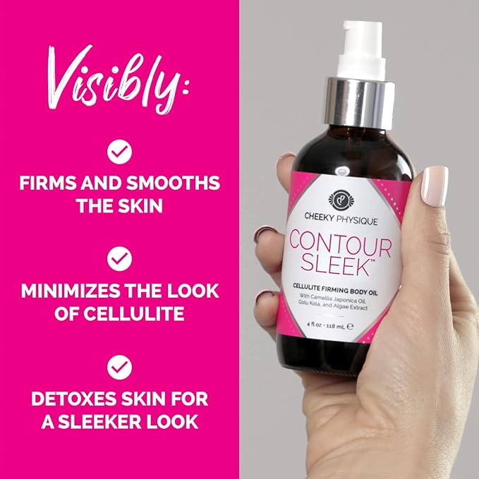 Contour Sleek Cellulite Smoothing Oil - Intensive Anti Cellulite Skin Tightening & Firming Body Oil with Gotu Kola - Natural Detox Oil for Cupping Massage or Lymphatic Drainage Treatment