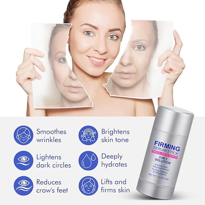 Advanced Retinol Firming Serum Stick, 3-in-1 Retinol Face Stick, Smooth,Tighten and Firm Face, Neck & Jawline, Reduces Wrinkles, Nourishing Anti Aging Repair Cream for All Skin Types,1.0 OZ