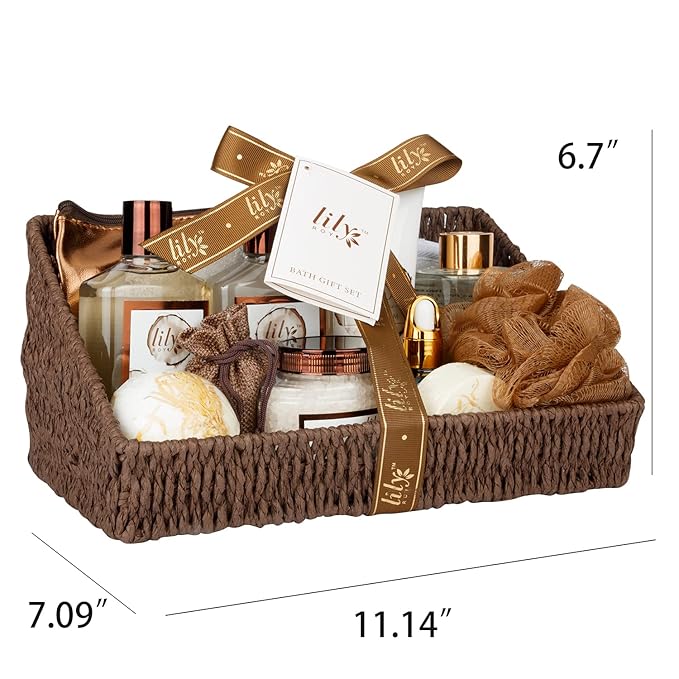 Mothers Day Gifts for Mom Coconut Vanilla Spa Gift Basket for Women 17-Piece Luxury Bath and Body Basket Set with Shower Gel Diffuser Relaxing Self Care Pampering Gifts for Her Birthday Bridal Shower