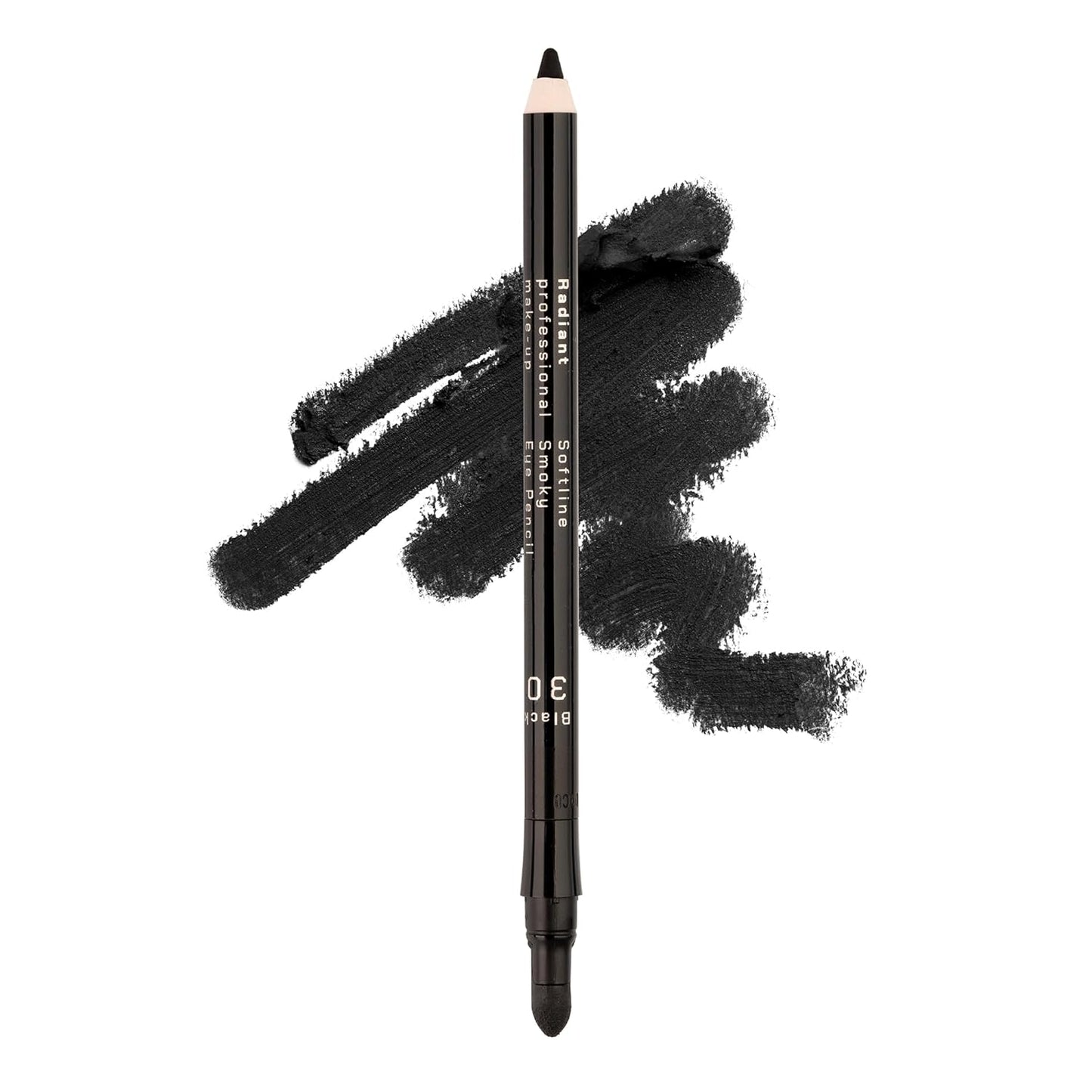 Radiant Professional Black Waterproof Eyeliner Pencil - Eyeliner Waterproof Smudge Proof - Long Lasting Under Eye Pencil for Smoky Eye - Soft Waterline Eye liner Smudger Tool, Smoky Black (30)