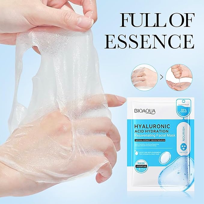 BIOAQUA Facial Mask Firming Deeply Nourish Moisturizing 98% Natural Extract Hydrating Face Mask 5PCS Set (Hyaluronic Acid (Hydration))
