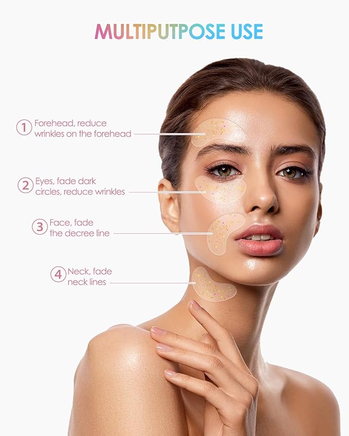 Collagen Eye Mask Patches, Used to Fade Eye Patches for Puffy Eyes and Dark Circles,Under Eye Patches,Tighten and Moisturize,Hyaluronic Eye Patches Transparent Glitter Eye Masks (20 pairs)