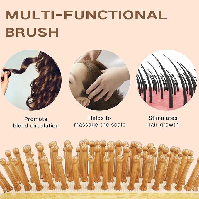 Natural Bamboo Hair Brush(No handle), Massaging Scalp, Detangling brush for Women, Men &Kids, Eco-friendly Natural Wooden for All Hair Types