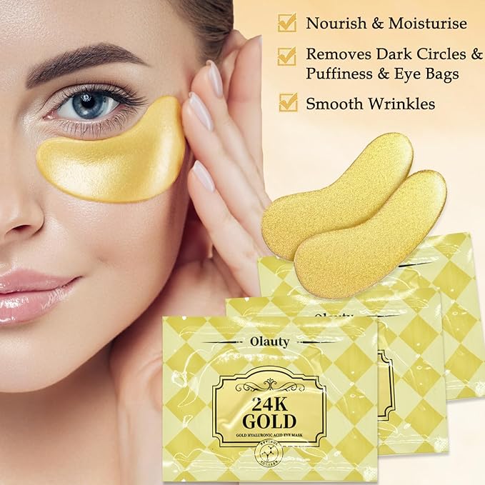 30 Pairs Under Eye Patches, 24k Gold Under Eye Mask For Puffy Eyes,Dark Circles,Bags, Nourishing Collagen Under Eye Gel Pads,Reduces Wrinkles,Revitalises and Refreshes Your Skin