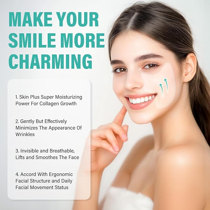 Smile Line Patches, 16pcs Anti-Wrinkle Facial Tapes, Smooth Fine Lines & Wrinkles, Gentle Face Lifting Stickers, Laugh Line Masks for a Youthful Smile