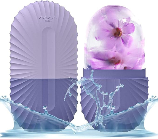 KOGITI Ice Mold for Face & Eye, Beauty Facial Roller, Puffiness Relief Massage Skin Care Tool, Ice Cube Holder (Shell-Purple)