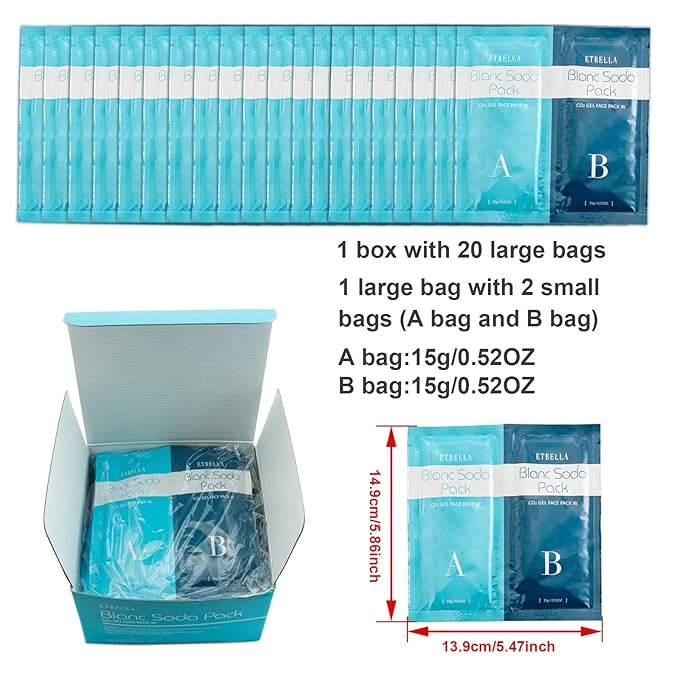 Elitzia CO2 Carboxy Gel Mask 1 box 20 bags Facial Care Skin Beauty ET1719 (Blue)