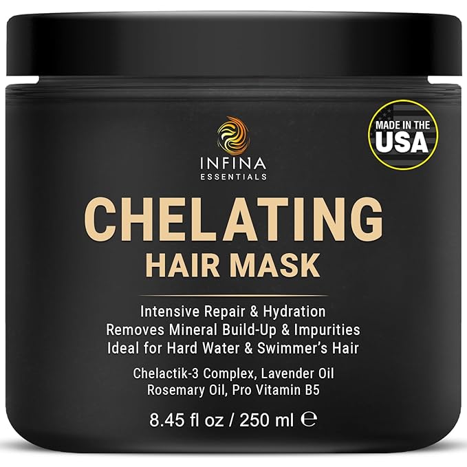 Chelating Metal Detox Hair Mask - Ion Hair Mask with Chelactik-3 & Rosemary Oil, Hair Build Up Remover for Hard Water Hair Treatments, Swimmers & Color-Treated Hair - 8.45 fl oz