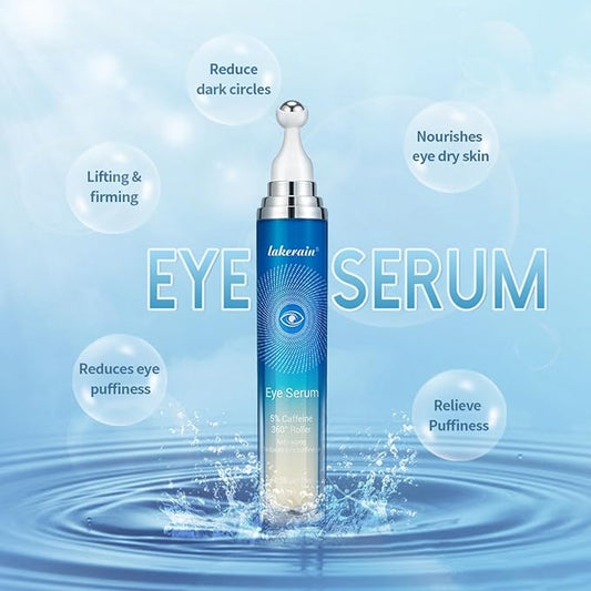5% Caffeine Eye Serum,Moisturizing Eye Cream with 360° Massage Roller Ball,Anti-Aging Moisturizing Eye Serum for Dark Circles,Reducing Eye Puffiness,Lightening Fine Lines,Lifting and Firming
