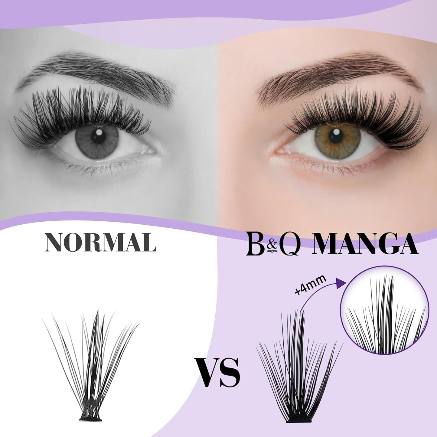 B&Qaugen Manga Lash Clusters DIY Individual Lashes 40D-C-9-16 300 PCS False Eyelash Cluster Manga Cluster 30D 40D 50D D Curl Eyelash Extensions at Home (40D-C-9-16)