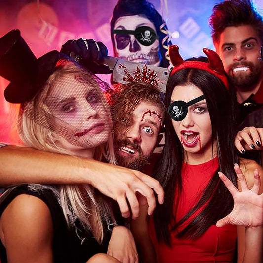 eZAKKA Pirate Eye Patch Skull Crossbone Eye Patch Accessories for Halloween, Eyepatch for Adults Kids for Halloween, Pirate Theme Party, Christmas