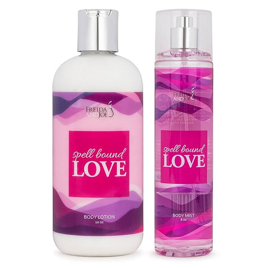 Home Spa Gift 10oz Deep Moisturizing Fragrance Body Lotion & 8 oz. Fine Fragrance Body Mist Set Luxury Self-Care Combo for Women and Girls (Spell Bound Love) Mother’s Day Gift for Mom