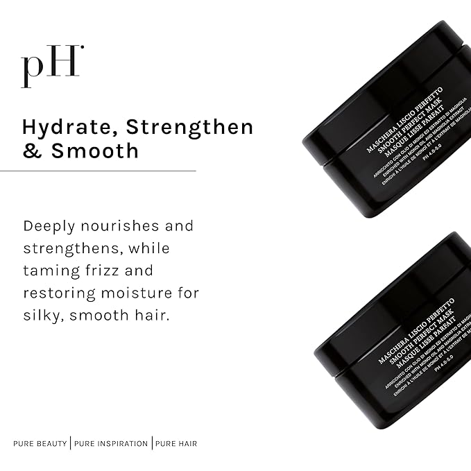 pH PURE HAIR Smooth Perfect Anti Frizz Hair Mask - Softens and adds shine for Frizzy, Unruly Hair, Enriched with Monoi Oil and Magnolia Extract (6.7 Oz)