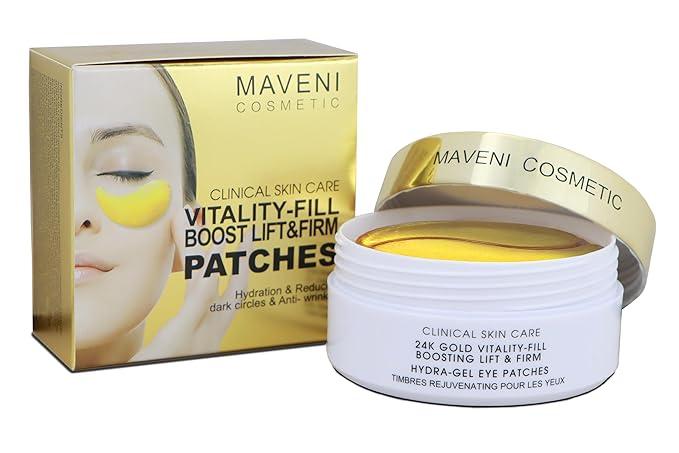 24k Gold Vitality-Fill Eye Patches (30 Pairs)|Anti-Aging Hydra-Gel Under Eye Patches, Boost Lift & Firm the Look of the Eye Area|Eye Patches for Puffiness,Bags,Dark Circles Under Eyes|Gold Pure Luxury