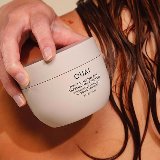 OUAI Thick Hair Mask - Hair Treatment Masque with Almond Oil, Olive Oil, & Hydrolyzed Keratin to Restore Damaged Hair - Phthalate & Paraben Free Hair Masque (8 fl oz)