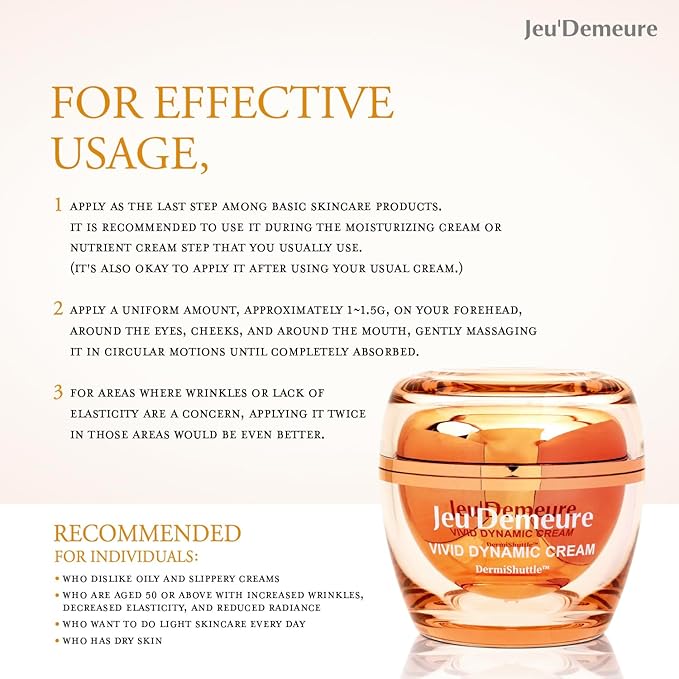 JEU'DEMEURE Vivid Dynamic Cream with Peptides Moisturizer, Exosome 200,000ppm for Glowing, Deep Hydrating, Anti-Aging and Rich Texture, Suitable Korean skincare for face and dry skin 1.69 fl oz