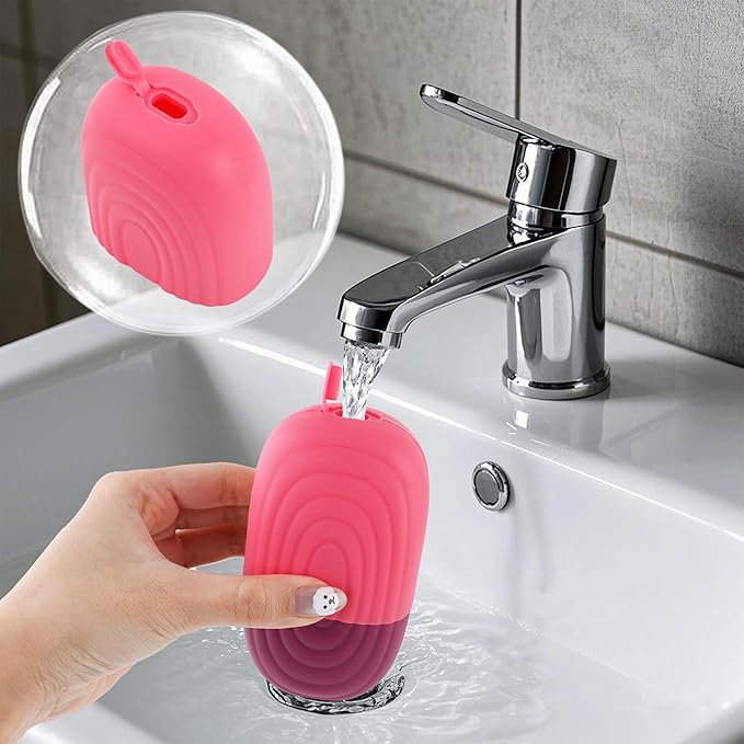 Ice Roller for Face and Eyes,Silicone Ice Mold for Face Massage,Facial Roller with Leak-Proof Lid for Skin Care & Cooling Treatment, Pink