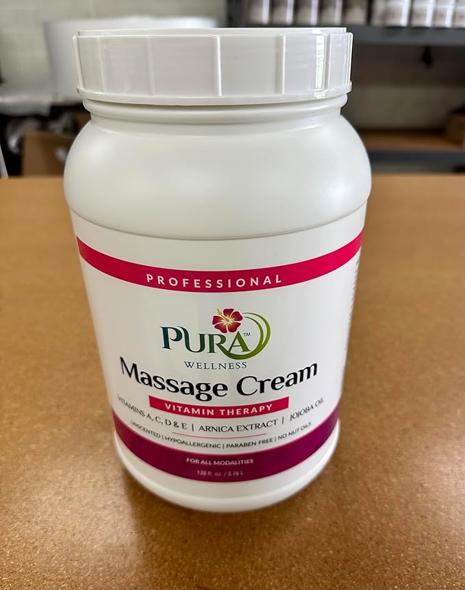 Unscented Vitamin Therapy Massage Cream, Massage Cream for Physical Therapy and Deep Tissue 128oz
