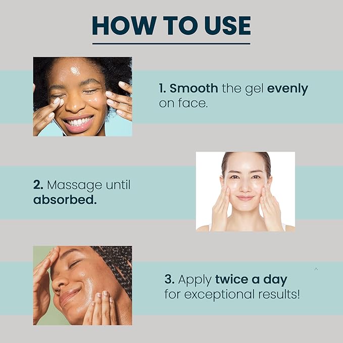 Vitamin C Face Moisturizer Gel - Oil Free Gel for Skin Hydrate, Dark Spot Corrector, Pore Minimizer, Wrinkle Care, Rosacea Treatment for Face With Pure Hyaluronic Acid & Marine Collagen | 4 oz / 118ml