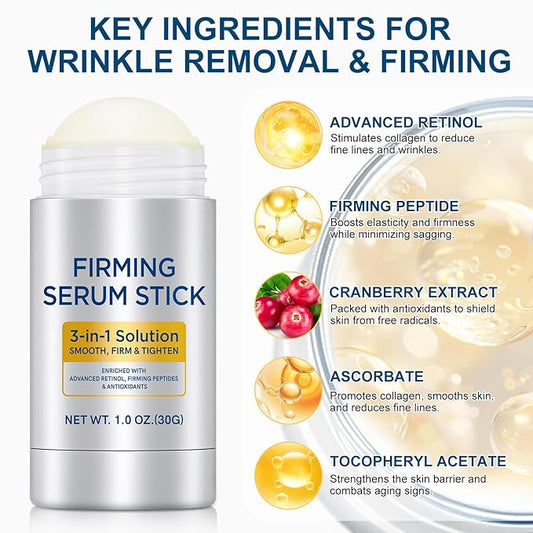 Advanced Retinol Firming Serum Stick,Anti Aging Neck Firming Cream,3-in-1 Smooth,Tighten and Firm Face,Neck & Jawline, Reduces Wrinkles,Nourishing Anti Aging Repair Cream for All Skin Types