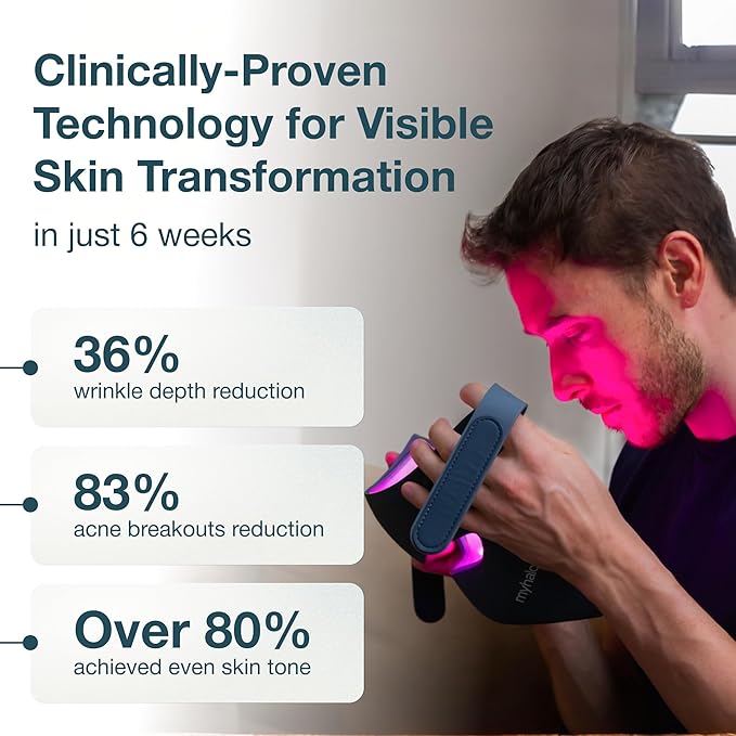 MyHalos® Red Light Therapy Mask for Face - LED Face Mask - Light Therapy with Redlight, Blue-Light & Near-Infrared, Skin Care Facial Device - Perfect for Wrinkles Fine Lines & Anti-Aging