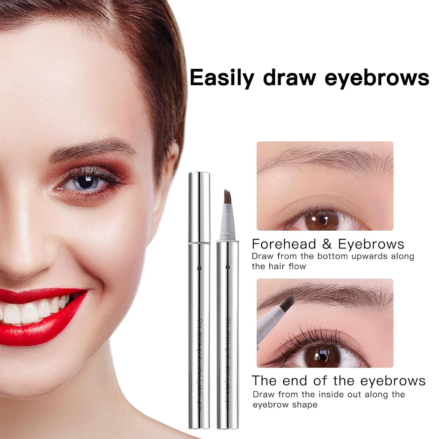 Eyebrow Pencils for Women,2 Pack Eye Brow Tinting Kit,Eye Makeup Waterproof Microblading Eyebrow Pencil,Filling Brows with Angled Eyebrow Brush Magic Pencil (Black/Brown)