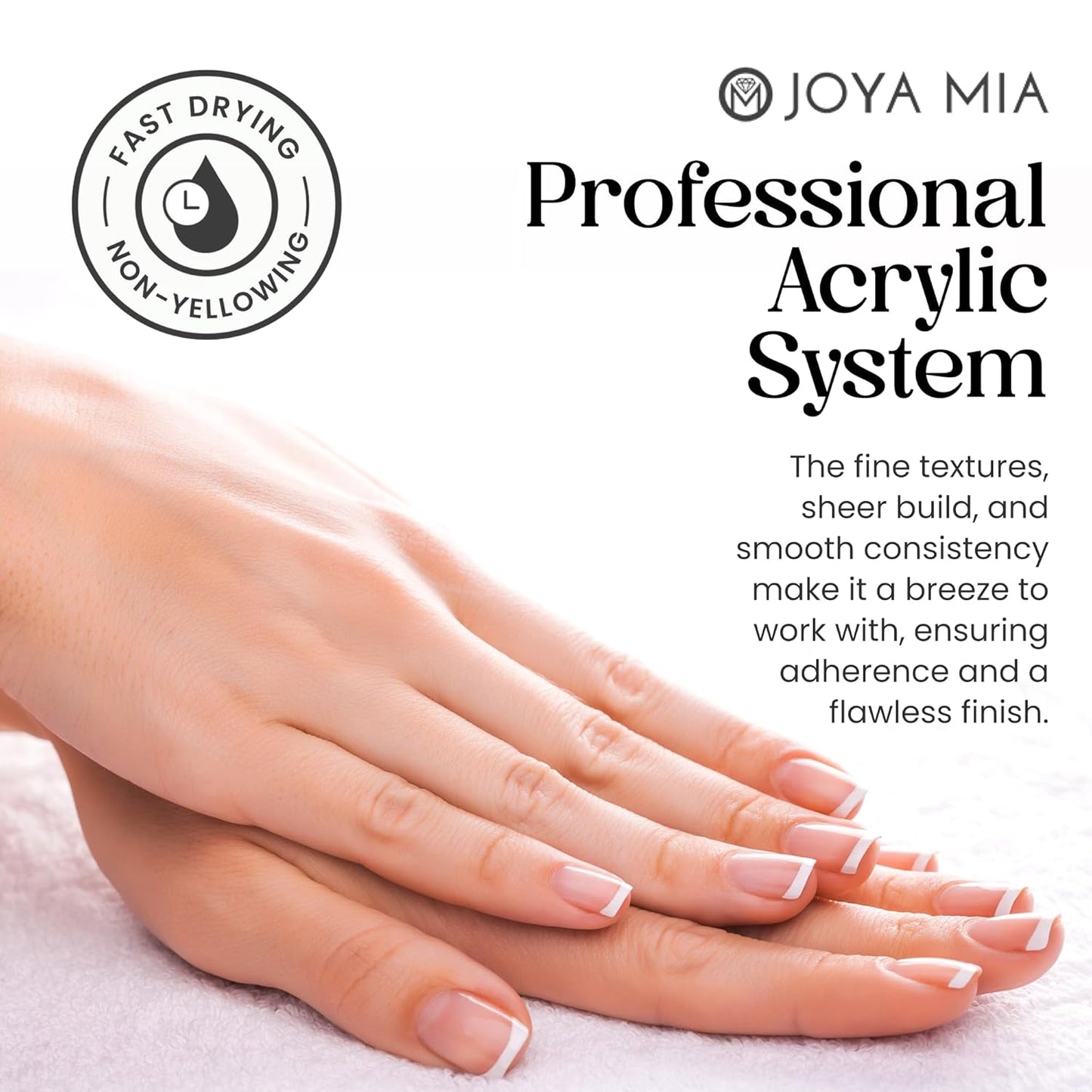 Joya Mia Acrylic Powder for Nails, MMA-Free, Super Adhesion Professional Powder for Flawless & Long-Lasting Nail Enhancements, Easy Application, Vibrant & Stunning Colors - Diamond Clear, 8 oz