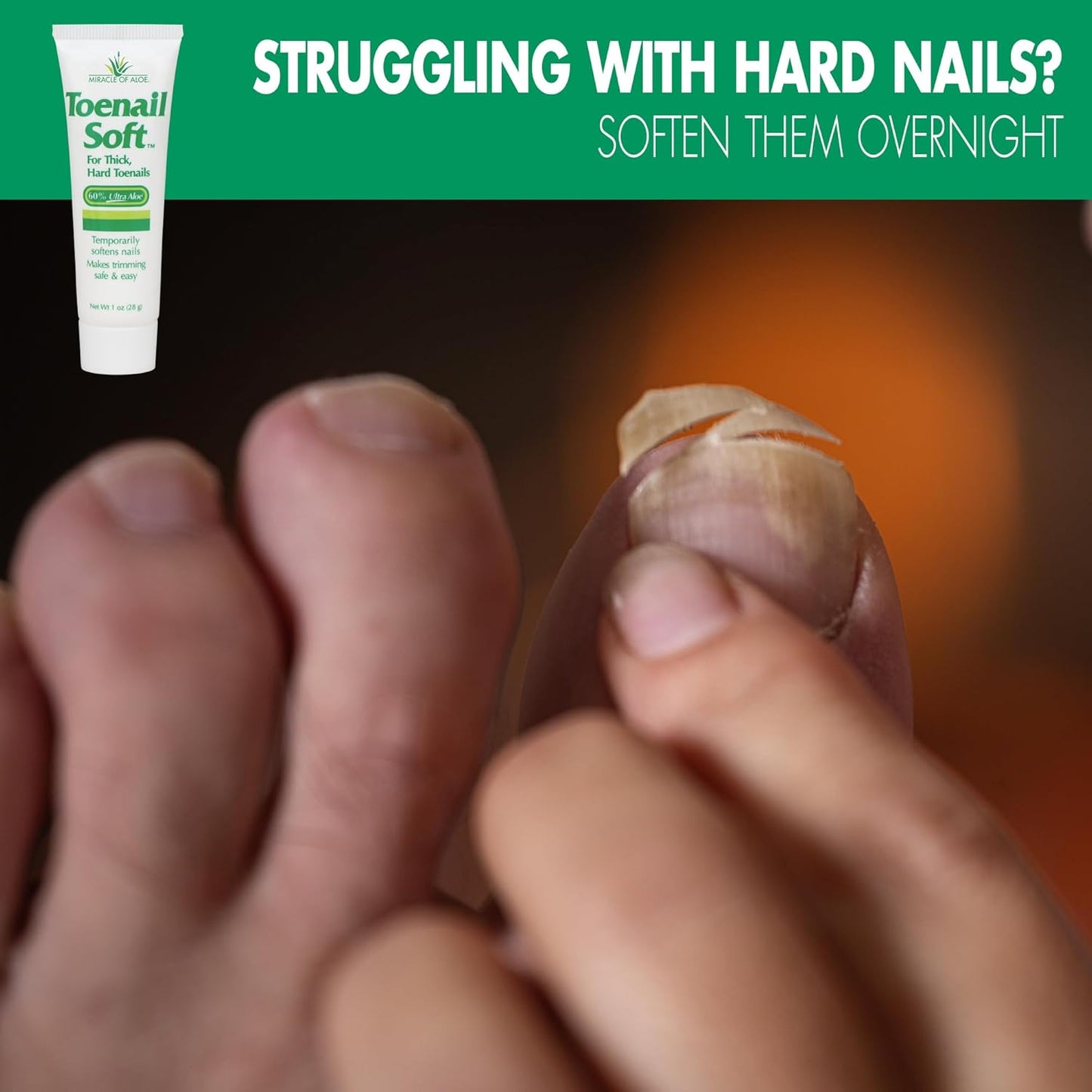 Toenail Softener for Thick Hard Toenails - Safe for Seniors & All Ages - Fast-Acting Toenail Softening Cream - Ingrown Toenail Treatment - Non Greasy Nail Cream Formulated with Natural Aloe Vera, 1 oz
