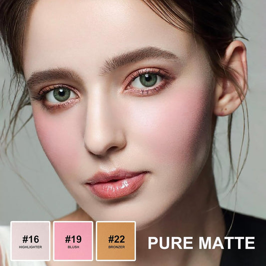 Lezero 3Pcs Contour Stick Makeup Kit, Shades with Matte Finish Highlighter, Blush and Bronzer Stick for Sculpt the Face and All Skin Type, Long Lasting, Smooth, Non-greasy, #2 LIGHT FAIR