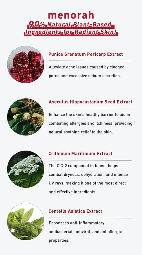 menorah skincare - Anti-Blemish Treatment Rescue Sheet Masks (4 Sheets) - with Pomegranate, Artichoke, Acne Facial Masks, Instant Recovery, Oil-Water Balabce, Acne Skin, Organic cotton sheet mask