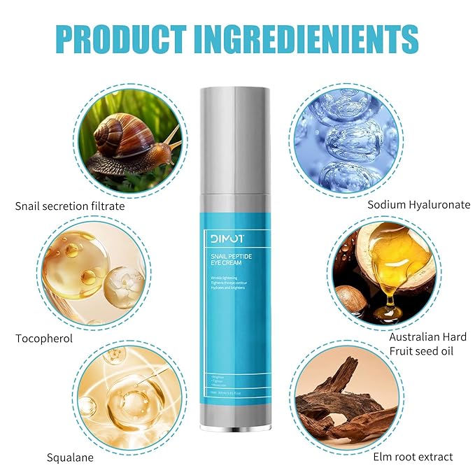 Anti-Aging Eye Cream for Wrinkles Under Eye Cream with Snail Mucin for Fine Lines Puffiness - Firming Eye Serum Relieve Eye Fatigue for Women