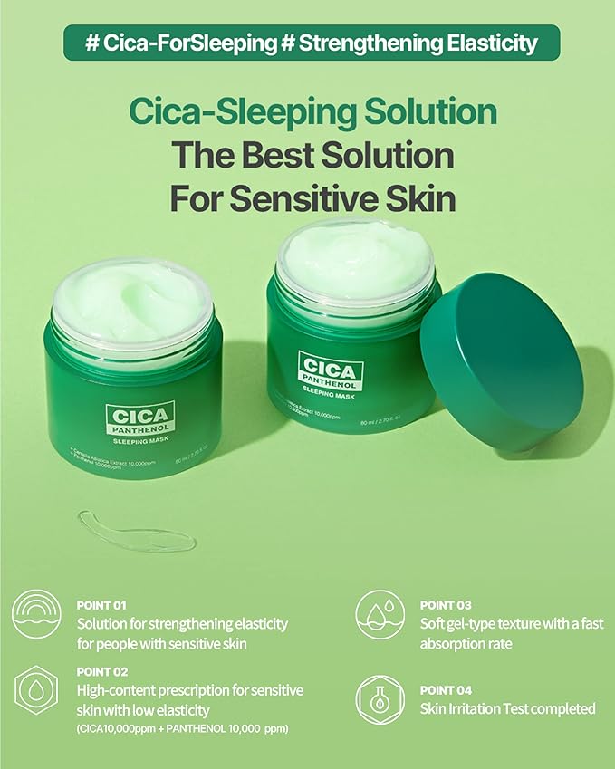 [K Beauty Snp] CICA Panthenol Moisturizing Cream | Overnight Face Cream | Soothing, Moisturizing, and Hydrating Facial Mask with Hyaluronic Acid | Korean Skin Care Overnight Moisturizer | 2.70 Fl Oz