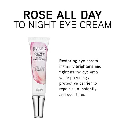 Physicians Formula Rosé All Day To Night Eye Cream, Dark Circles, Puffiness, Bags Under Eyes, Wrinkles | Dermatologist Tested, Clinicially Tested, Hypoallergenic