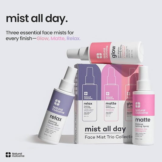 Face Mist Trio Collection – Hydrating Facial Mist Spray for Glowing Skin – Rosewater, Lavender & Hyaluronic Acid – Makeup Setting & Refreshing Face Spray Mist