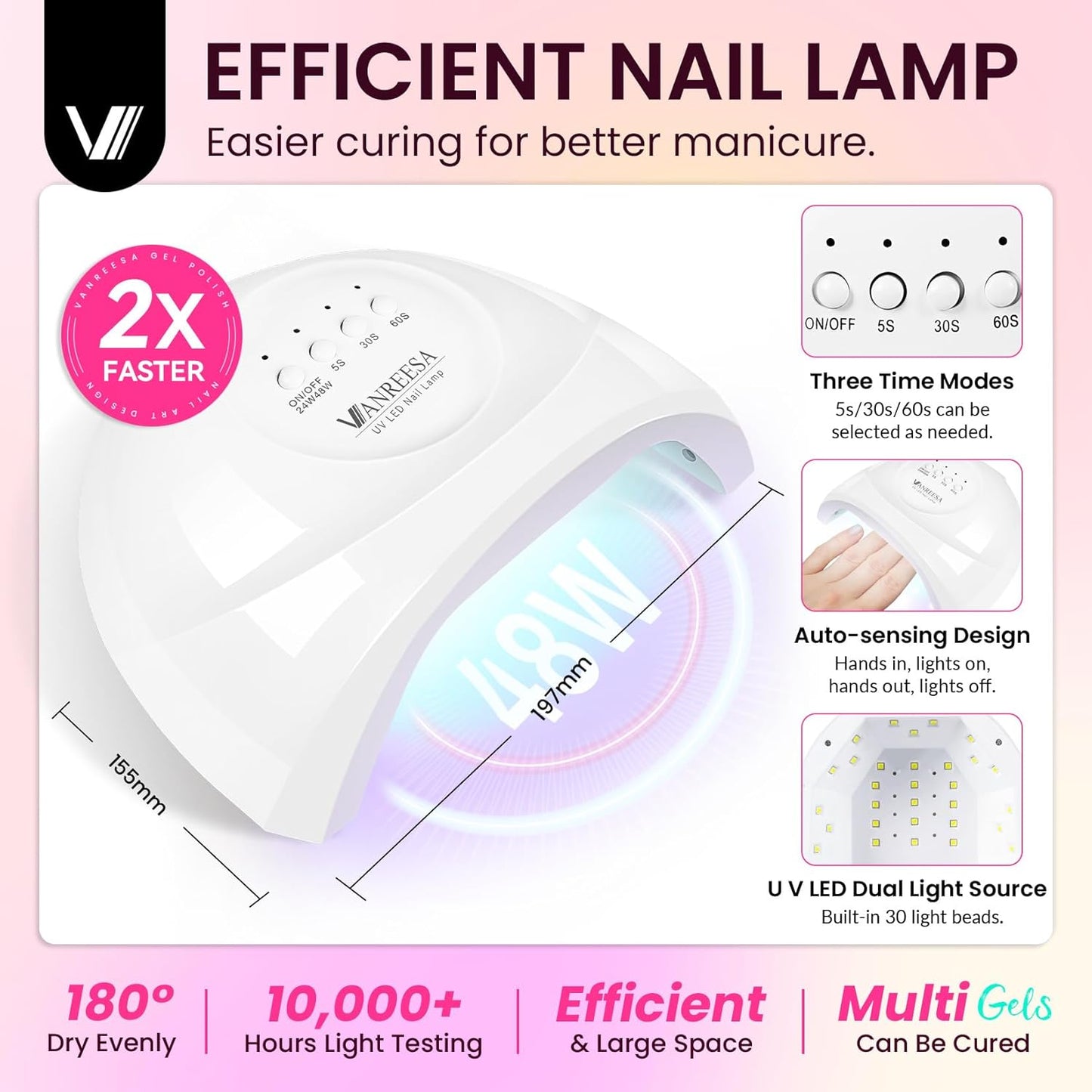 VANREESA Gel Nail Polish Kit with U V Light 36 Pcs Gel Polish Nail Set 20 Must-have Colors Nail Polish Set + Base Coat and 4 Effects Top Coat Manicure Tools Beginners Nail Kit Gifts for Women Girls