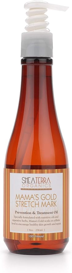 Shea Terra Organics Mama and Baby Collection | Mama’s Gold Stretch Mark Wonder Oil| Non Toxic All Natural Maternity & Postpartum Belly Oil for Stretch Marks Prevention & Cellular Skin Repair – 8oz