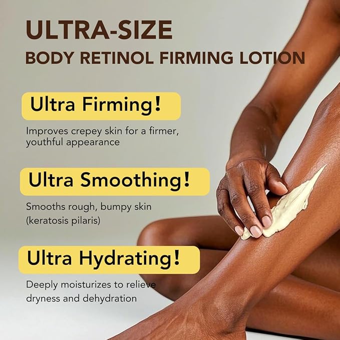 Ultra-Size Firming Retinol Body Lotion for Crepey Skin & Keratosis Pilaris with 0.05% Retinol, AHA, Collagen, Body Cream, Anti Aging Moisturizer 10.14 fl oz