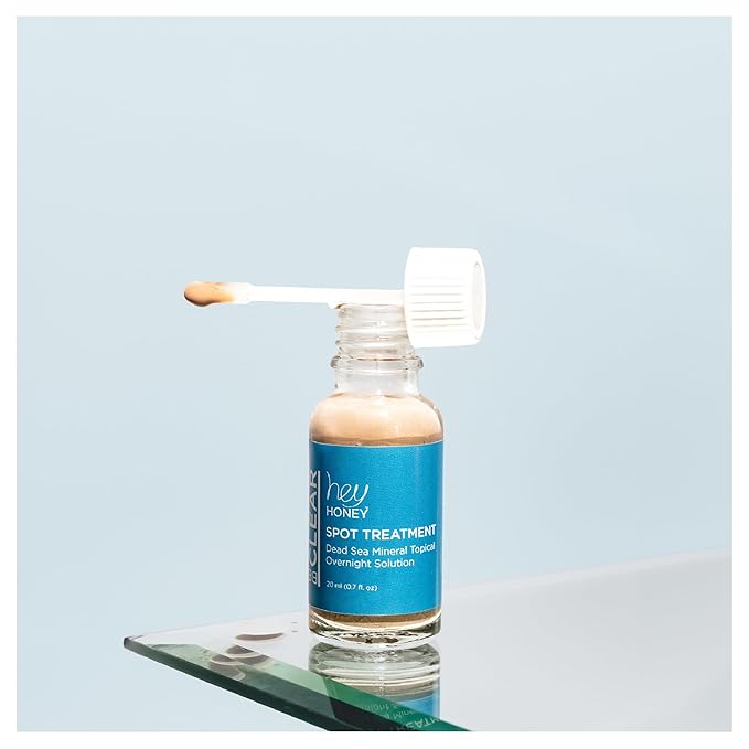 Hey Honey Skincare Be Clear - Acne Spot Treatment Overnight, Pimple Drying Lotion, Use Over Zits Whitehead & Blemishes 1 OZ