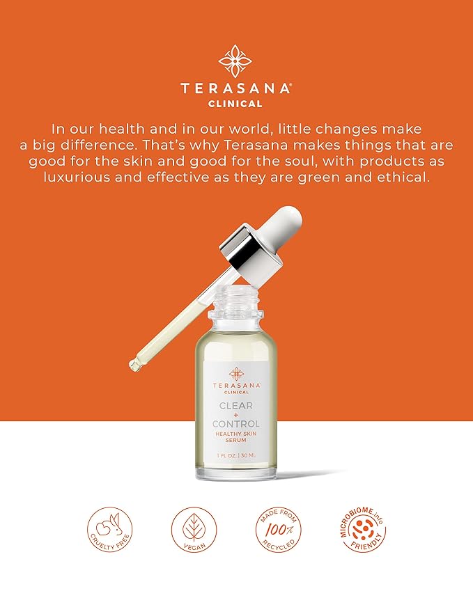 Clinical Clear + Control Healthy Skin Face Serum | All-Natural, Vegan, Cruelty-Free Spot Treatment for Clear Skin (1 FL OZ.)