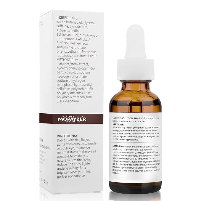 Caffeine Solution 5% + EGCG, Caffeine Eye Serum For Moisturizing, Targets Dark Circles & Puffiness, 2 PCS Natural Under Eye Serum For Facial Wrinkles & Fine Lines.