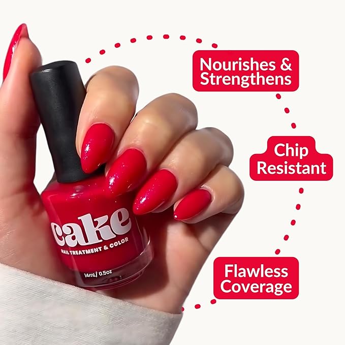 CAKE Power Boost Nail Strengthener & Hardener, Repair Damaged Nails, Non-Toxic, Professional Brush, Keratin Enriched (Sassy Senorita) (1 fl oz)