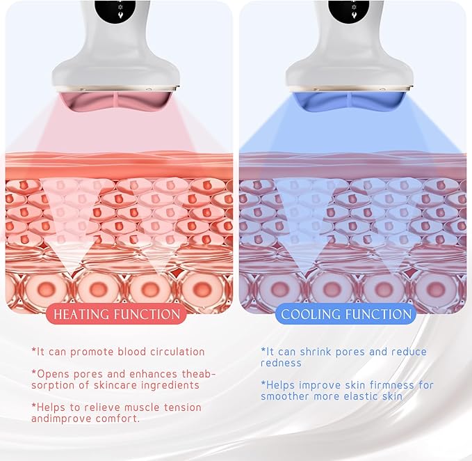 Electric Gua Sha Facial Tool 7 in 1 Hot & Cold Face and Neck LED Beauty Massager, Vibration Pulse Mode for Skin Care, Lymphatic Drainage Anti-Aging & Wrinkles Face Lift Device Gift for Mom